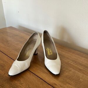 Vintage Salvatore Ferragamo Classic White Heels